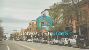 Downtown street scene with the Unwritten Stays vacation rental management